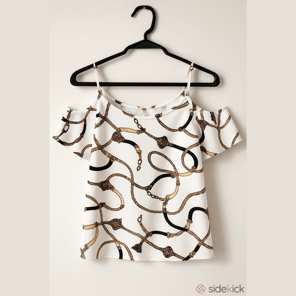 💥I.N.C cold shoulder white equestrian print size small 💥